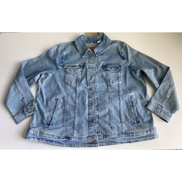 Levi's Women's Plus Size Sz 3X Original Trucker Jacket Denim Medium Wash New - Picture 1 of 10